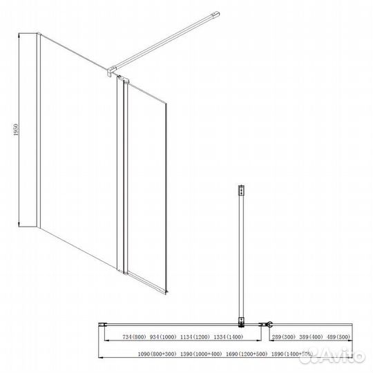 Душевая перегородка Azario chicago 1000х1950 прозр