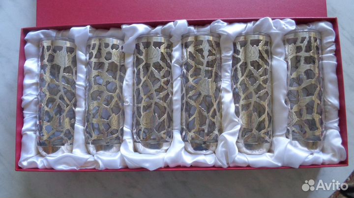 Набор стаканов в резном серебре 925 пробы
