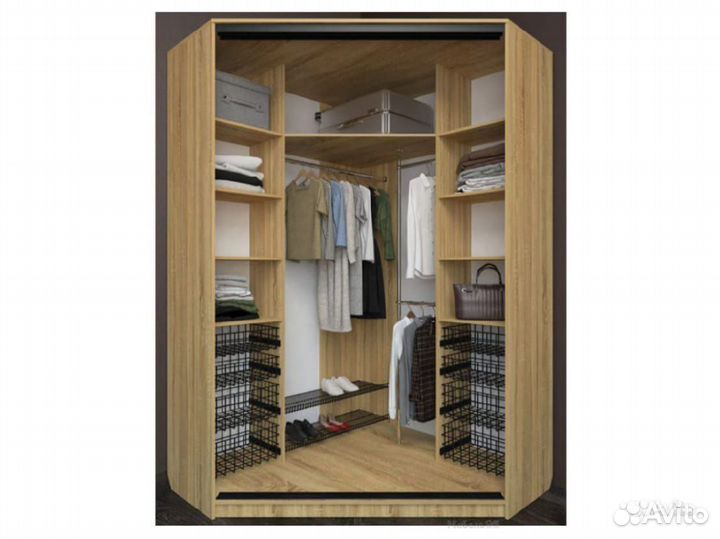 Угловой шкаф-купе Лофт фасад зеркало 3г