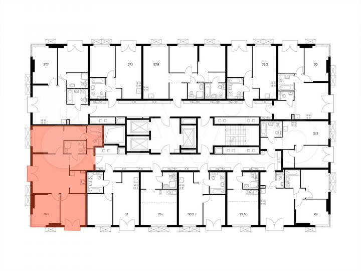 3-к. квартира, 76,1 м², 9/24 эт.