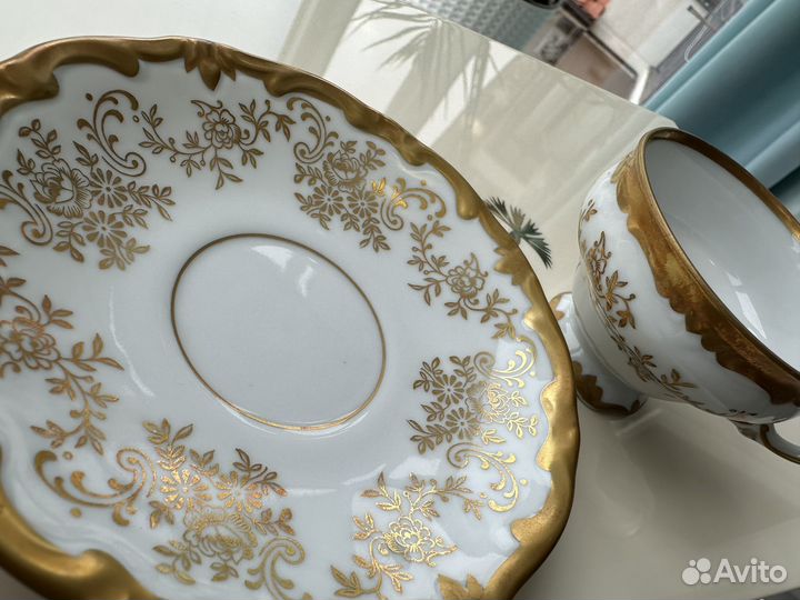 Кофейная пара Weimar Porzellan, Германия, позолота