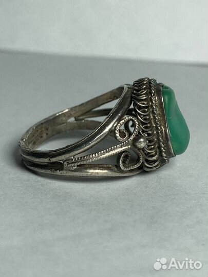 Кольцо Антикварное.Скань.Филигрань.Бирюза