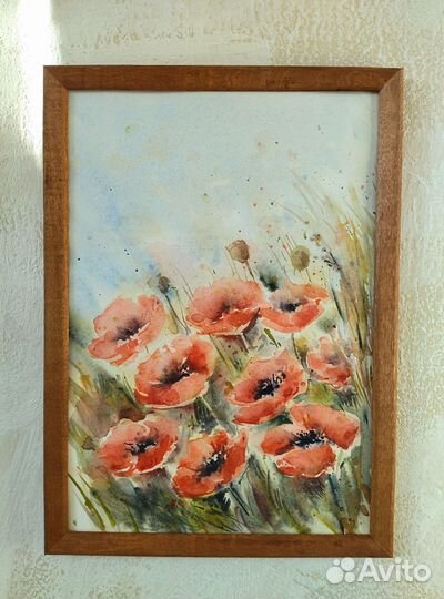 Акварель цветы маки