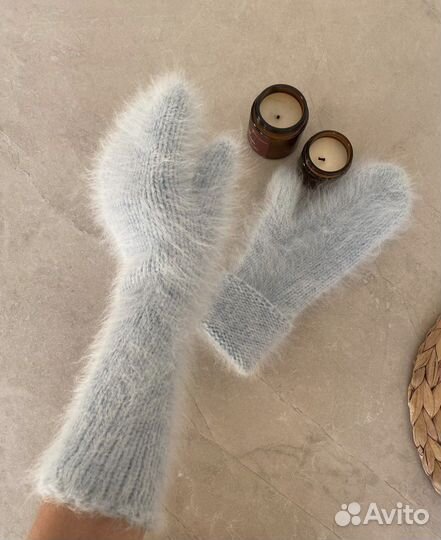 Варежки из пуха норки ручная работа