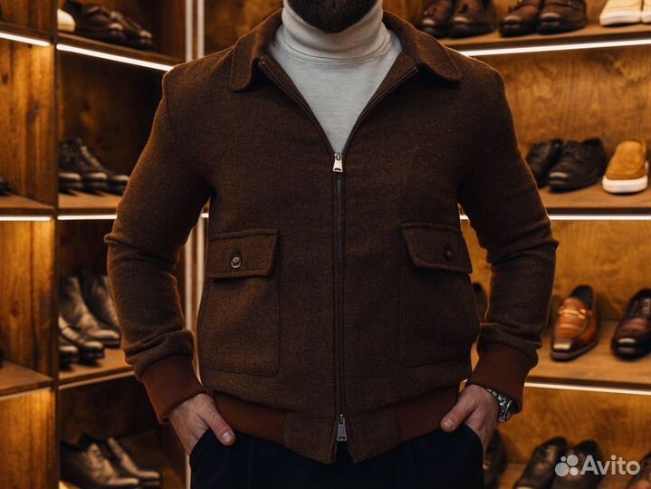 Бомбер мужской из нубуковой ткани