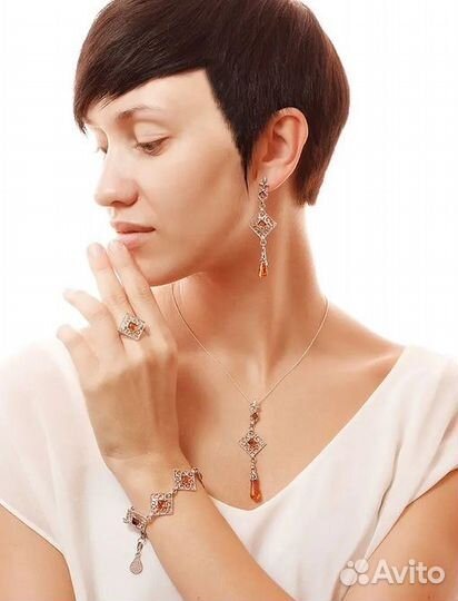 Кольцо Перстень Женское Натуральный Янтарь Новое