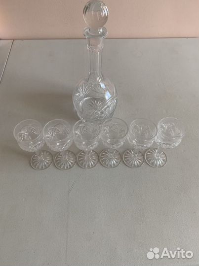 Дятьковский хрусталь Графин и шесть рюмок