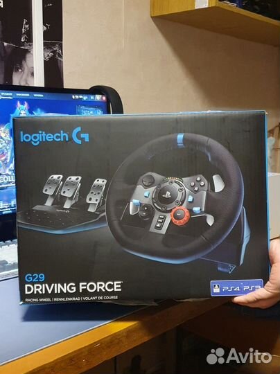 Игровой руль logitech g29 с педалями, коробка