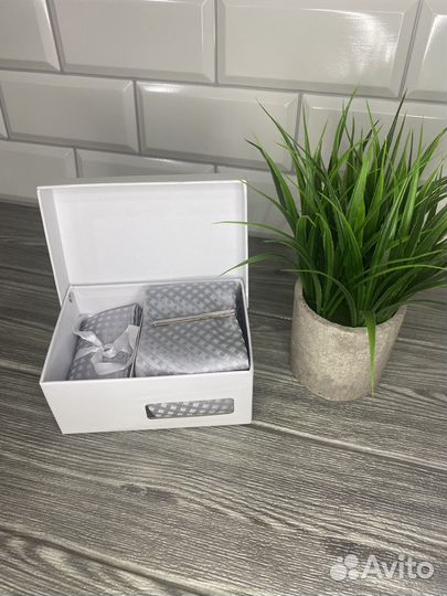 Мужской набор Галстук+зажим+запонки+платок