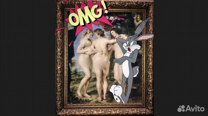 Современная картина в раме барокко поп арт