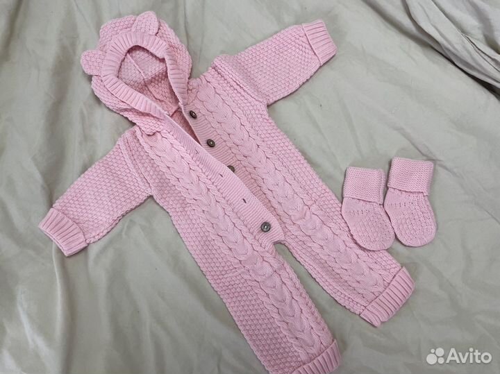 Новый вязаный комбинезон 62 68 демисезон поддева