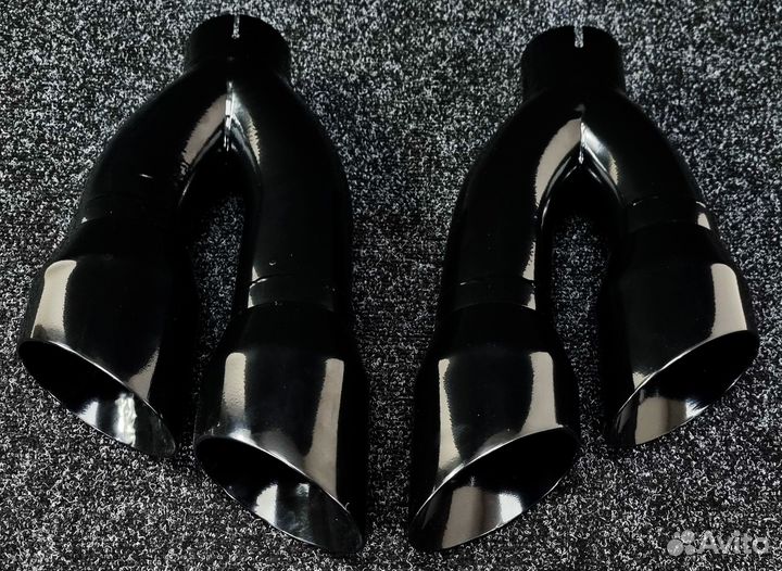 Насадка на глушитель двойная 76мм - Черная