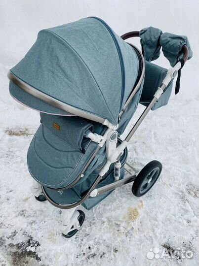 Новая коляска 3в1 бирюзовая