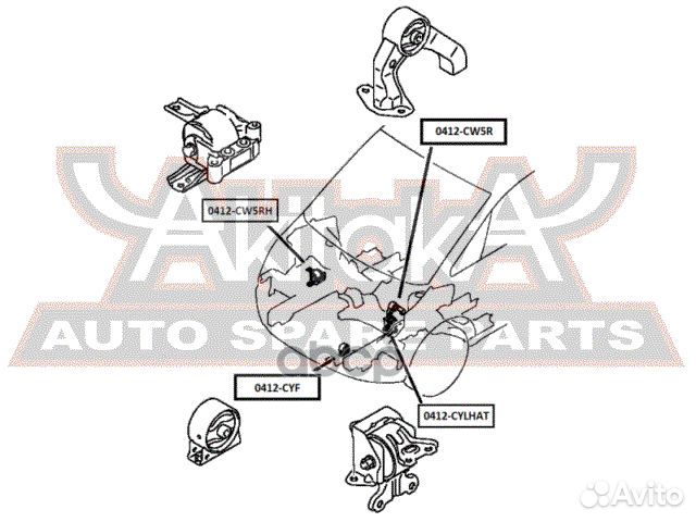 Подушка двигателя левая CVT/MT 0412cylhat asva