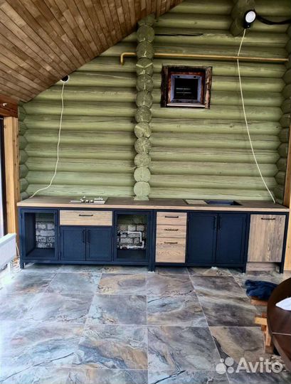 Кухня лофт из дерева и металла в стиле лофт