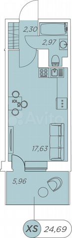 Квартира-студия, 24,7 м², 12/12 эт.