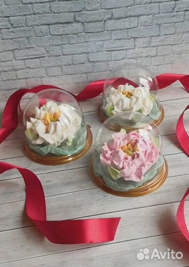 Зефирные цветы в коробке, зефирные букеты, зефир