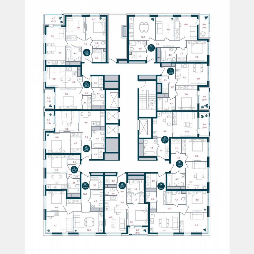 Квартира-студия, 24 м², 30/32 эт.