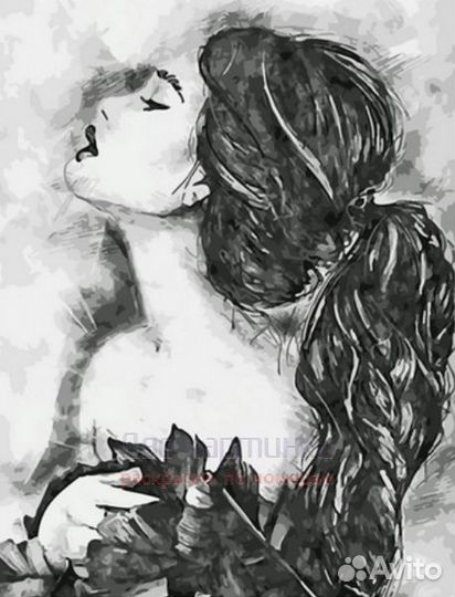 Картина по номерам 40x50 Черно-белый портрет молод