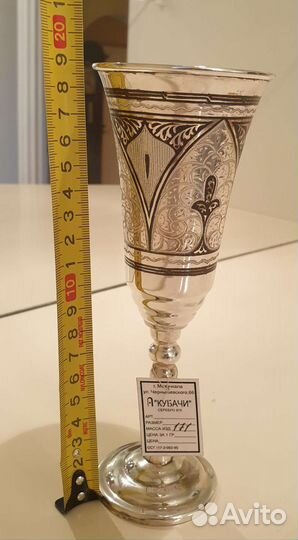 Бокалы Кубачи, серебро 875, набор