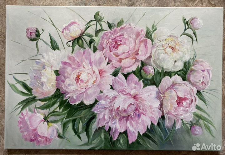 Букет маслом пионы