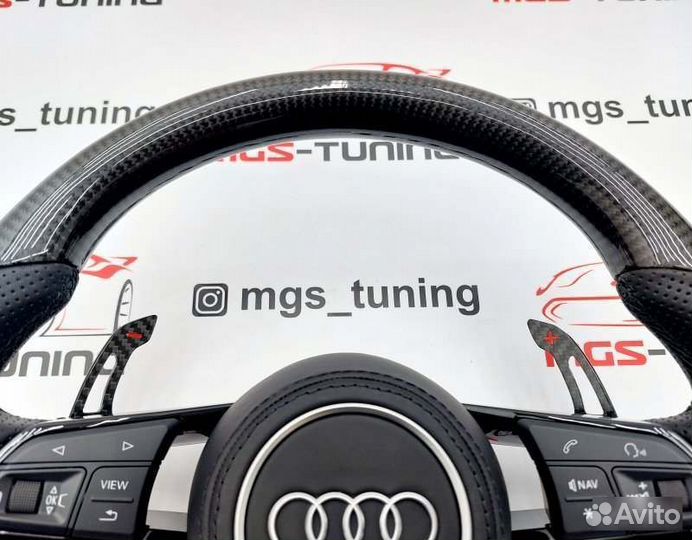 Руль Audi RS карбон с подушкой Ауди A4 B9 RS4 А4