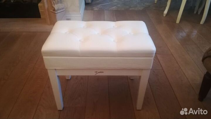 Банкетка для пианино с ящиком белая