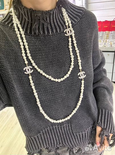 Длинные бусы chanel