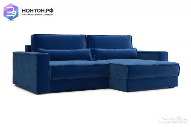 Диван угловой тик-так Сохо темно-синий