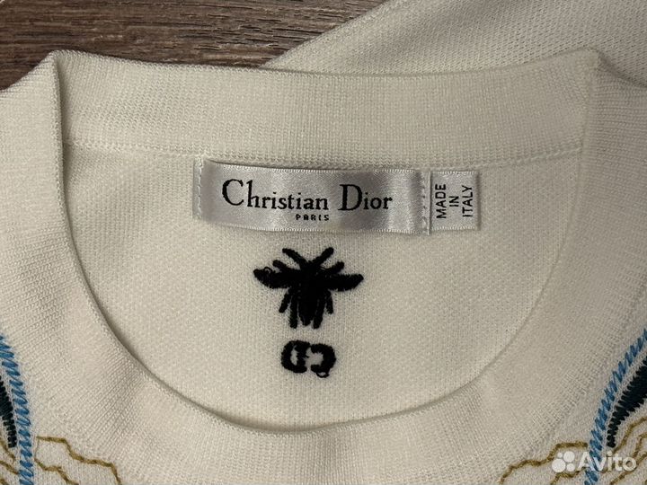 Футболка-блузка dior оригинал с вышевкой