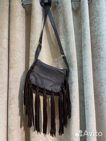 Сумка комбинированная, кожа/ замша. Ручная работа