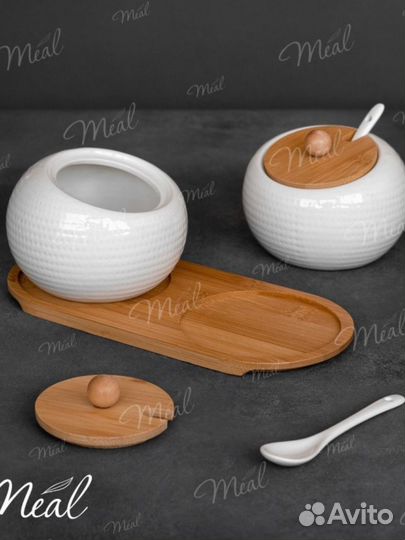 Посуда для кухни сахарница с крышкой ложкой фарфор