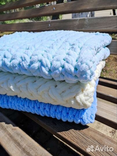 Вязанный плюшевый плед