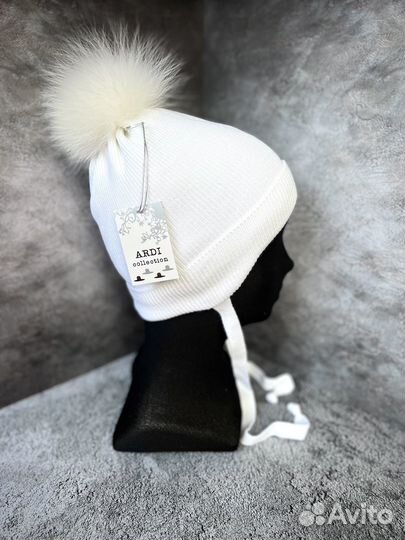 Новая натуральный помпон шапка зимняя