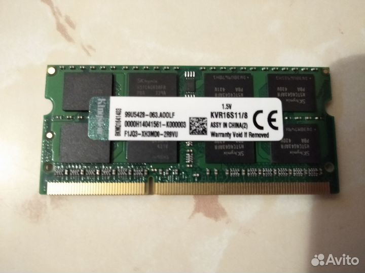 Новая память ноутбучная sodimm Kingston ddr3 8гб