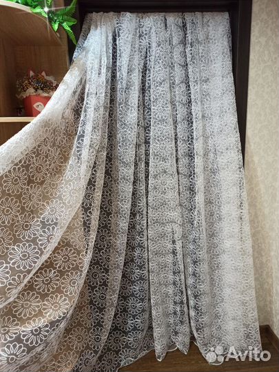 Тюль ромашка отрез без пошива