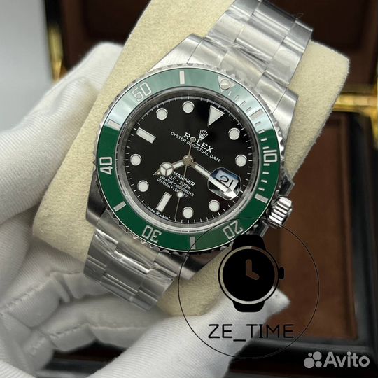 Часы Rolex submariner зеленые безель (904L)