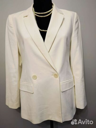 Белый двубортный пиджак Zara М 44 46