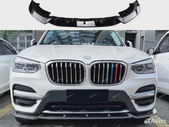 Губа передняя BMW X3 G01 X4 G02 дорест черная