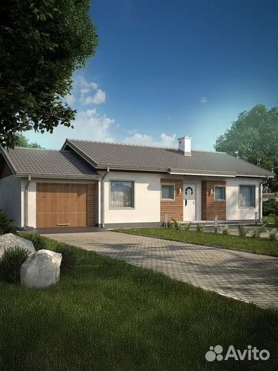 Проект одноэтажного дома с гаражом, 126,61 кв.м