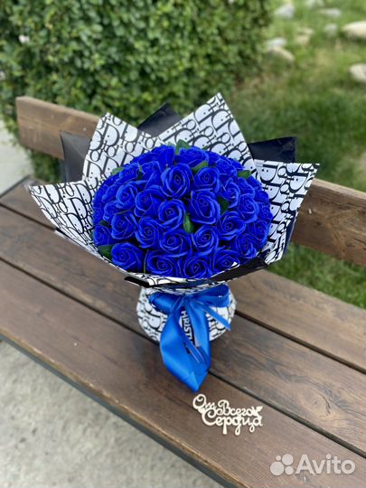 51 роза с доставкой, синие розы