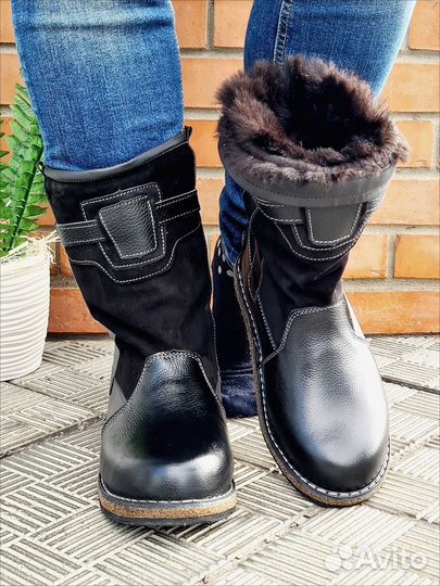 Зимние Монголки унты сапоги мужские кожаные овчина