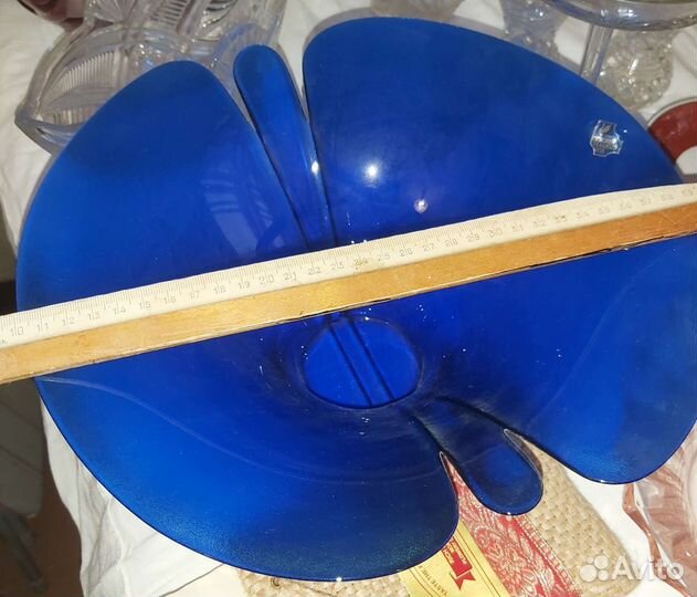 Ваза для фруктов кобальтовое стекло, для дизайна