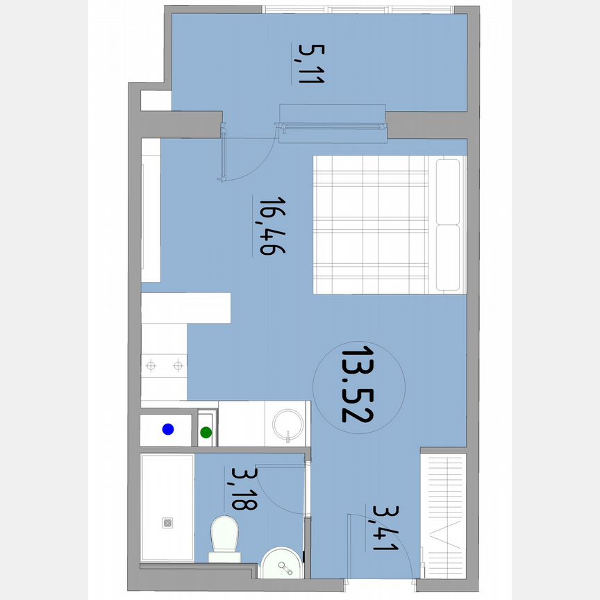 1-к. апартаменты, 28,8 м², 13/13 эт.