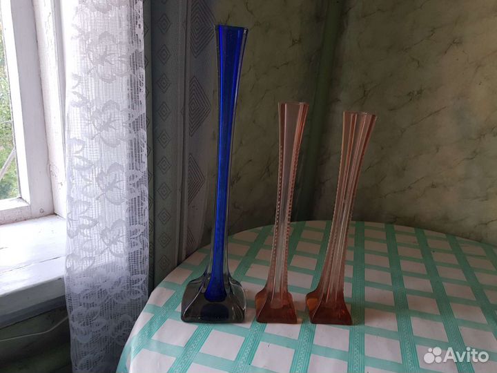 Вазы из цветного стекла СССР