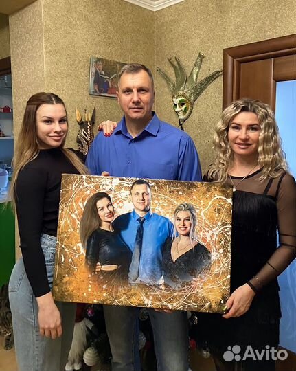 Портрет по фото на холсте под заказ