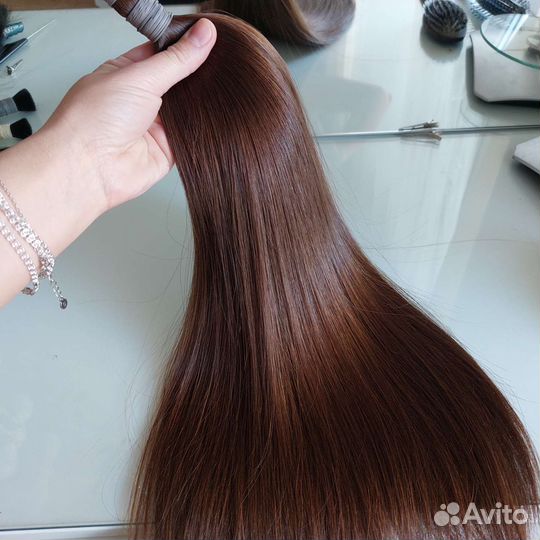 Волосы натуральные 60 см каштан