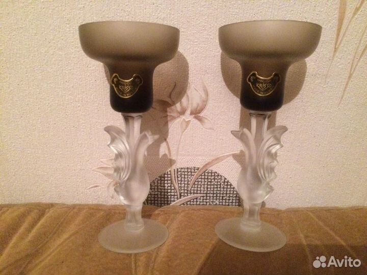Подсвечник, фужеры, ваза хрусталь, форма запекания