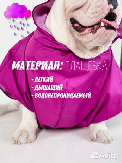 Дождевик для собаки Черный/Сиреневый