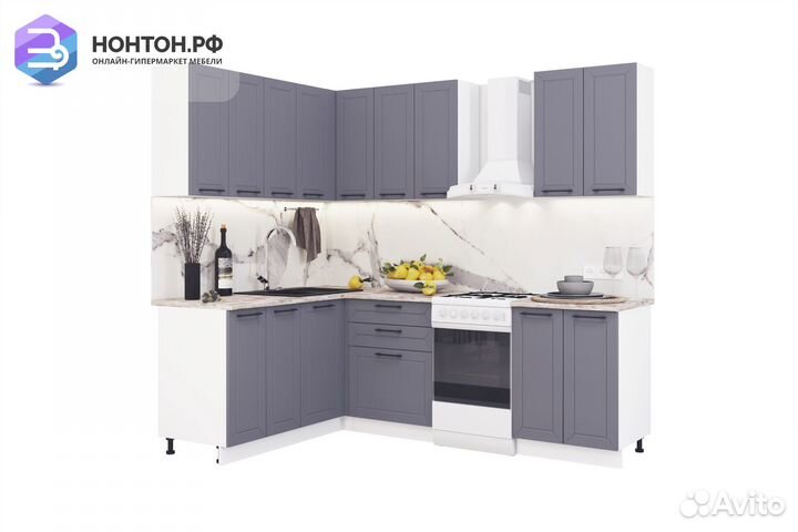 Кухня угловая Кёльн 1.6 на 1.8 м смок софт